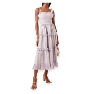 Ulla Johnson Lune Dress Thistle Lilac  Size 12,‎ Tiered Cotton Poplin Midi, NWT